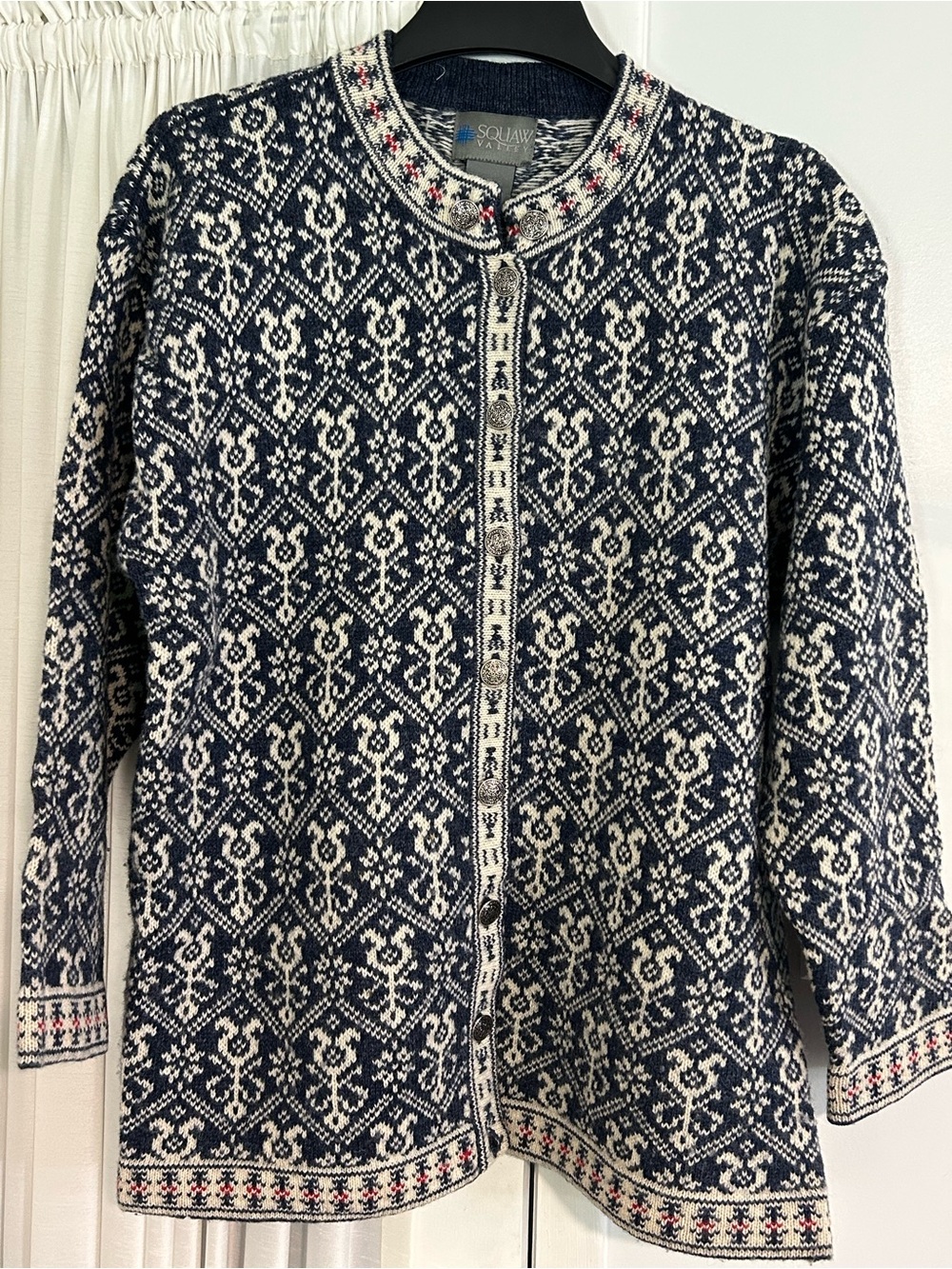 Vintage SQUAW VALLEY 100% Wool
Button Front Cardigan Sweater